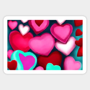 Abstract illustration of bright coloured Valentine Hearts Sticker